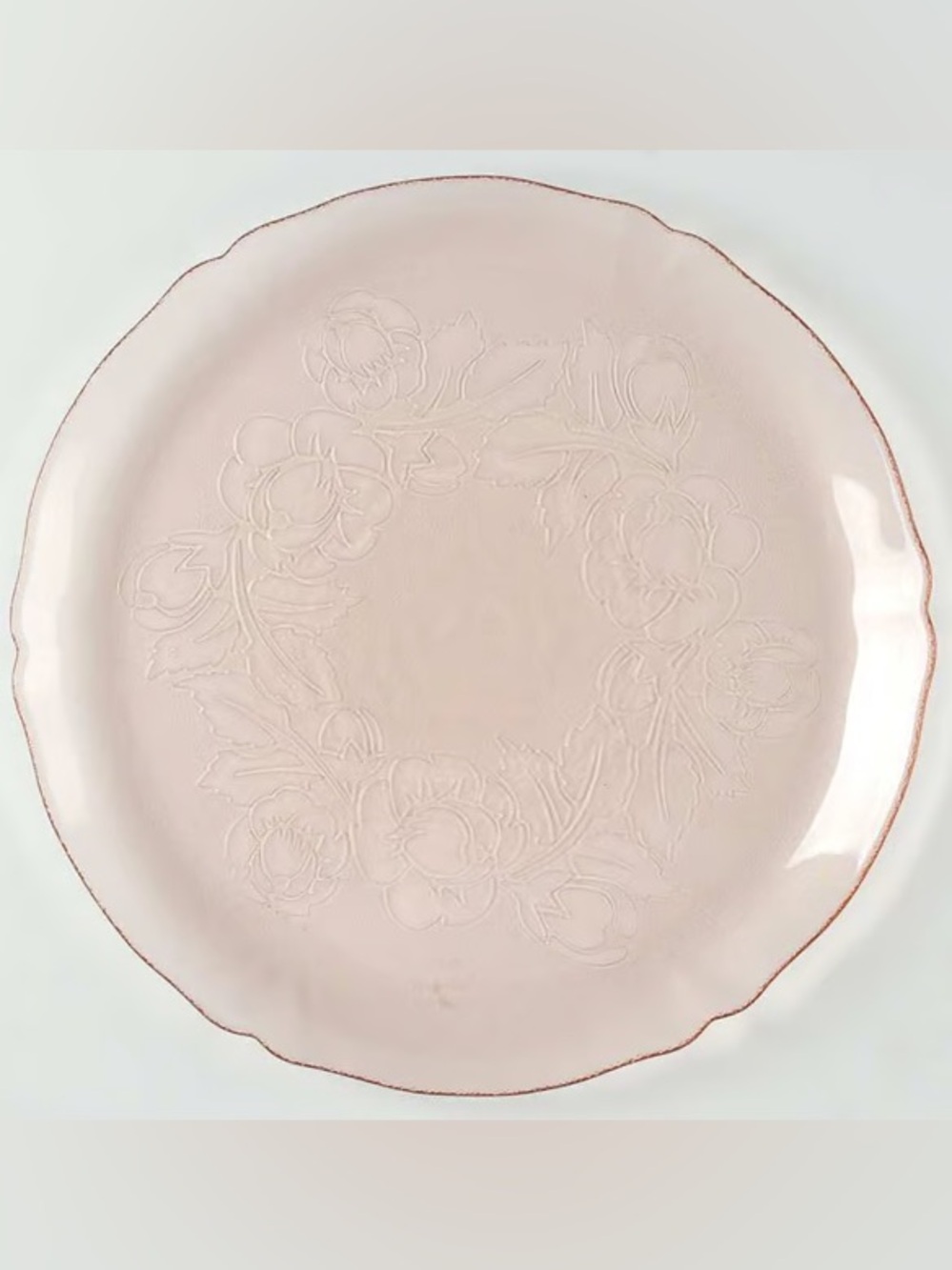 Arcoroc France Rosa Pink (Rosaline) 12.5 inch Glass Floral Torte Plate